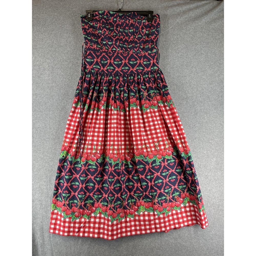 Damson Madder Kelia Cherry Pie Strapless Dress Size UK 12 US 8